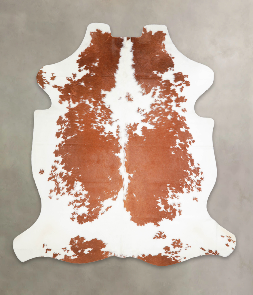 Brown and White X-Large European Cowhide Rug 7'2"H x 6'7"W #A27257 by Hudson Hides