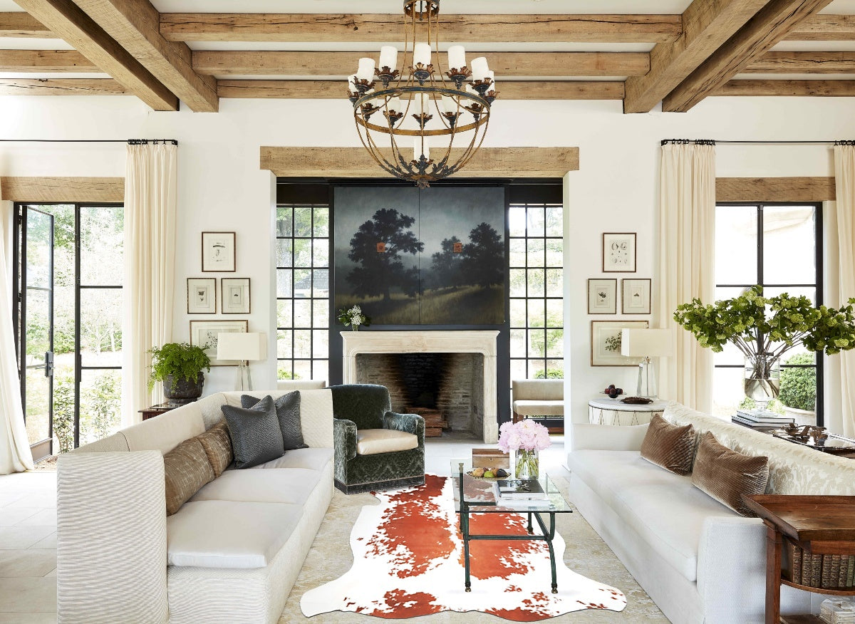 Brown and White X-Large European Cowhide Rug 7'2"H x 6'7"W #A27257 by Hudson Hides