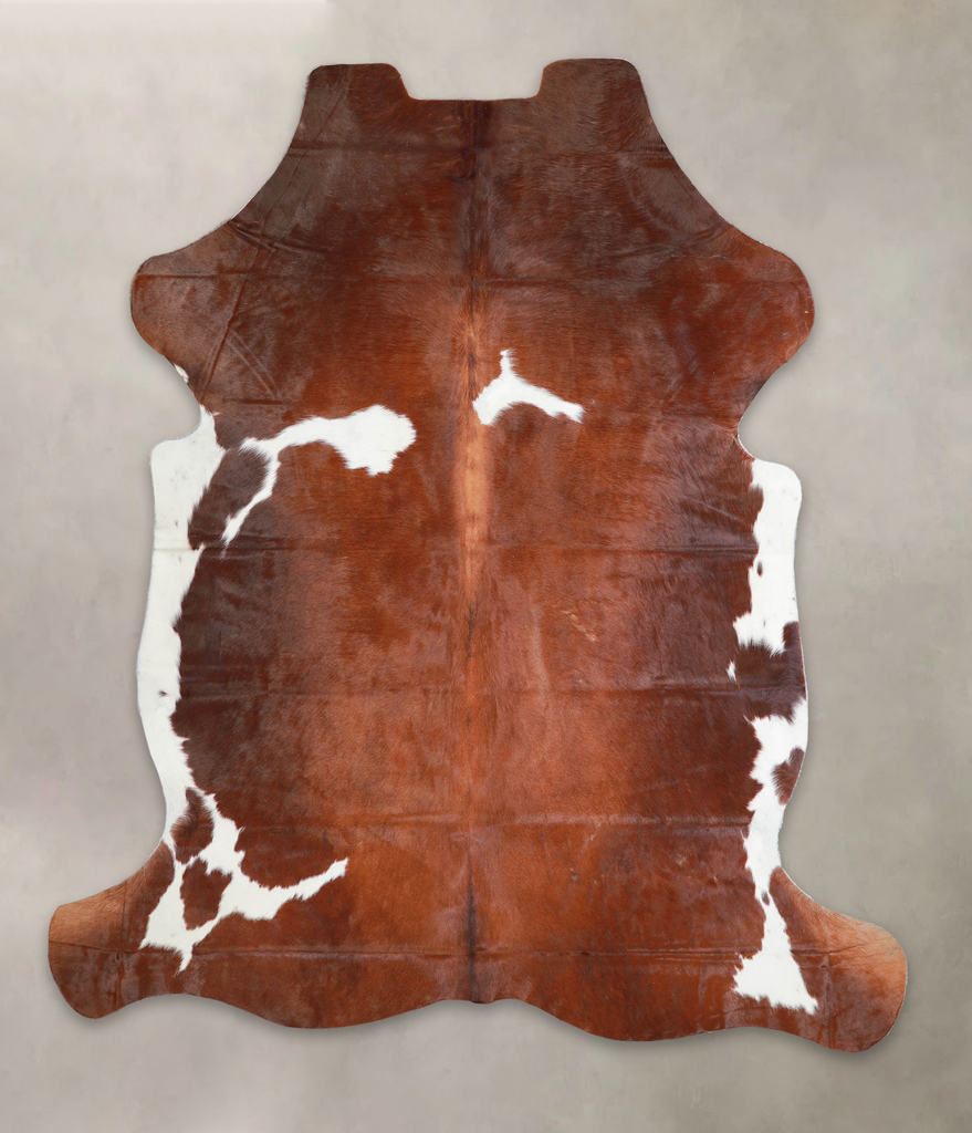 Brown and White X-Large European Cowhide Rug 7'7"H x 6'6"W #A27259 by Hudson Hides