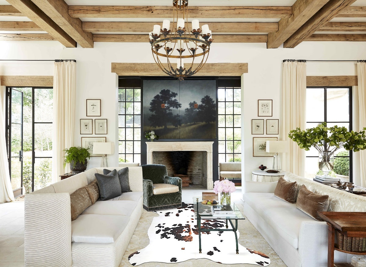 Tricolor X-Large European Cowhide Rug 7'1"H x 6'6"W #A27269 by Hudson Hides