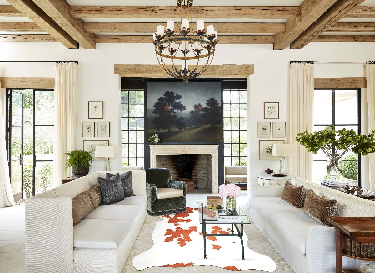 Brown and White X-Large European Cowhide Rug 7'2"H x 6'1"W #A27276 by Hudson Hides