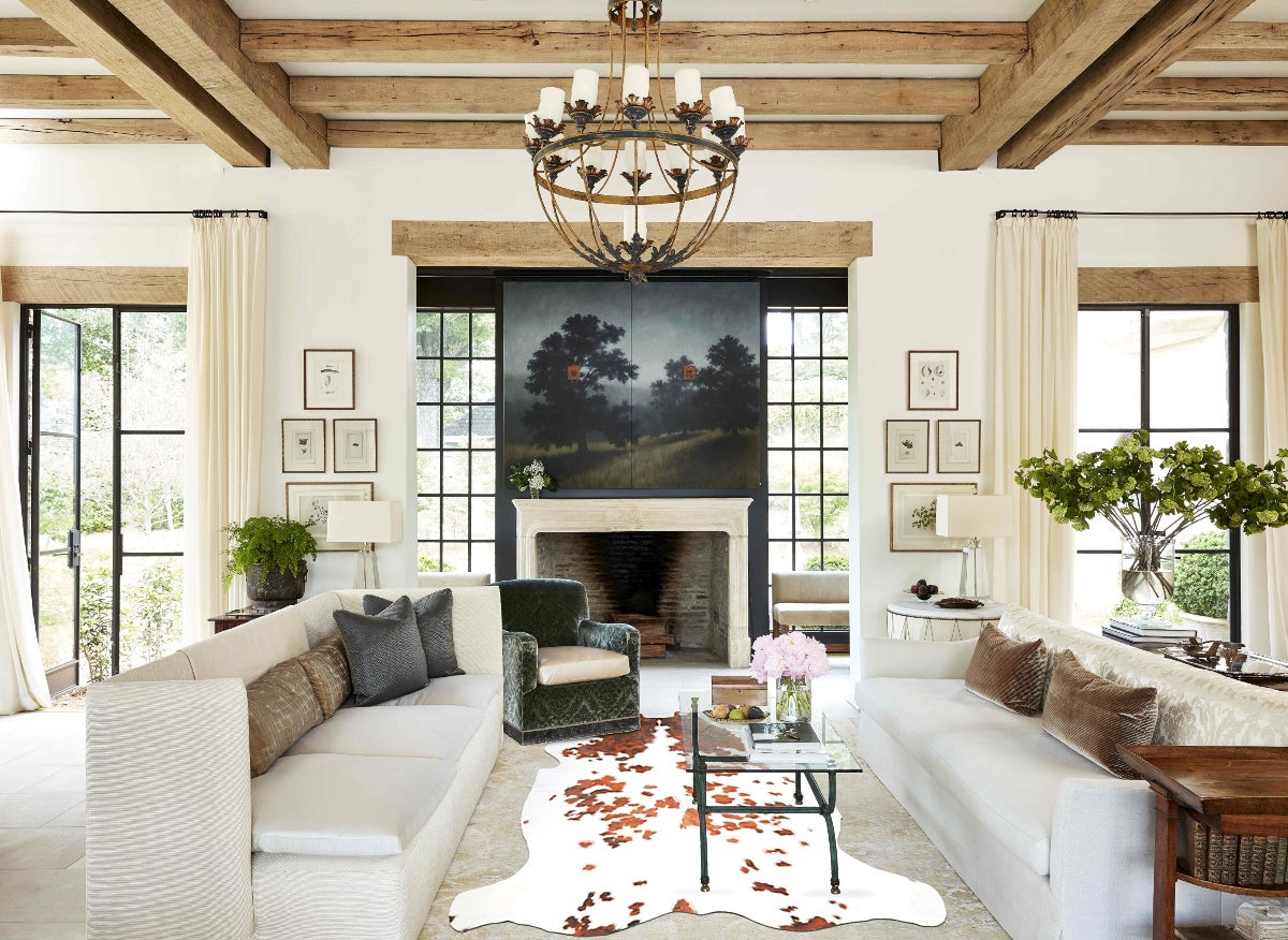 Tricolor X-Large European Cowhide Rug 6'10"H x 6'7"W #A27317 by Hudson Hides