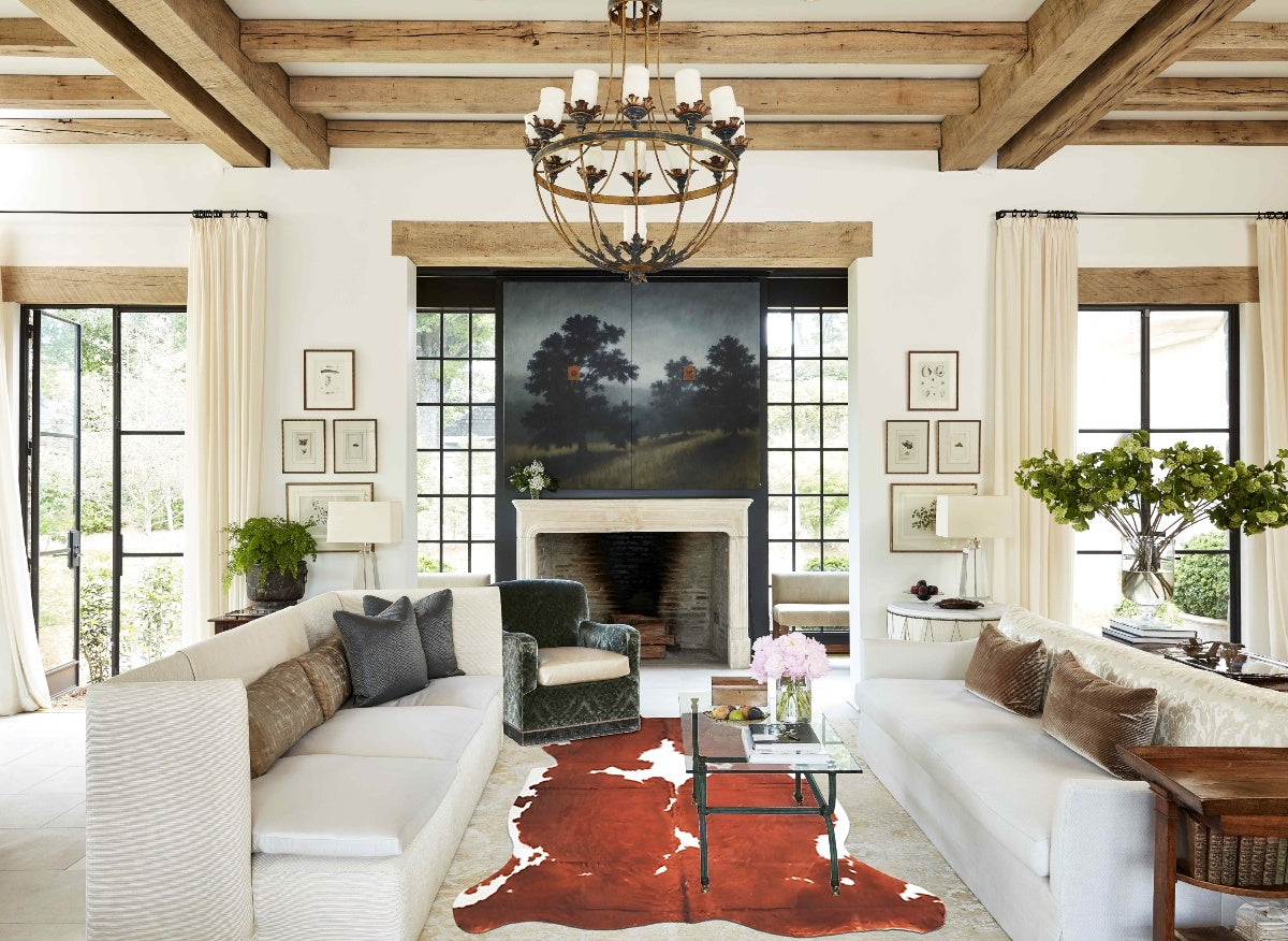 Brown and White X-Large European Cowhide Rug 7'0"H x 5'10"W #A27318 by Hudson Hides