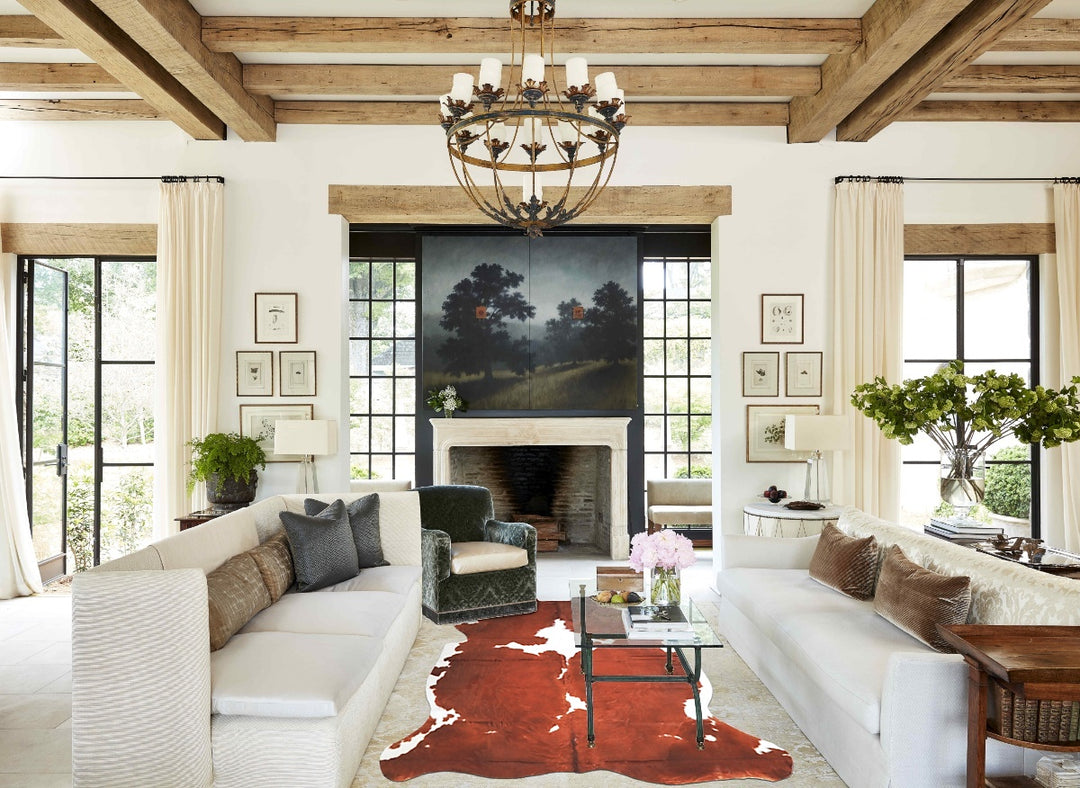 Brown and White X-Large European Cowhide Rug 7'0"H x 5'10"W #A27318 by
