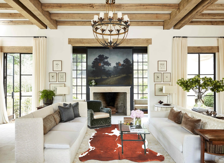 Brown and White X-Large European Cowhide Rug 7'0"H x 5'10"W #A27318 by Hudson Hides