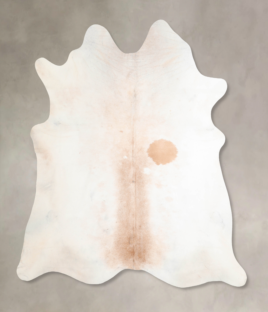 Ivory with Beige X-Large Brazilian Cowhide Rug 7'1"H x 6'8"W #A29372 by Hudson Hides