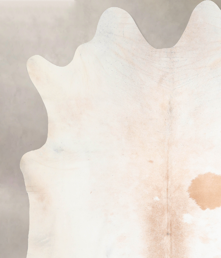 Ivory with Beige X-Large Brazilian Cowhide Rug 7'1"H x 6'8"W #A29372 by Hudson Hides