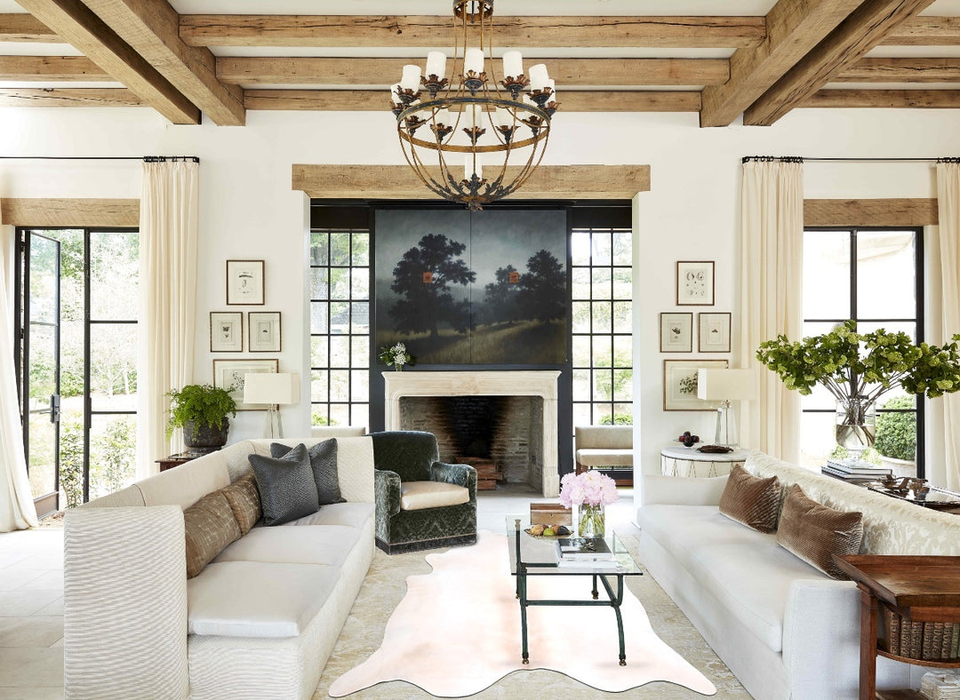 Grey with Beige XX-Large Brazilian Cowhide Rug 7'2"H x 7'0"W #A29465 b