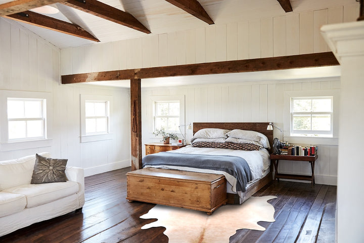 Beige XX-Large Brazilian Cowhide Rug 7'8"H x 7'7"W #A29520 by Hudson Hides