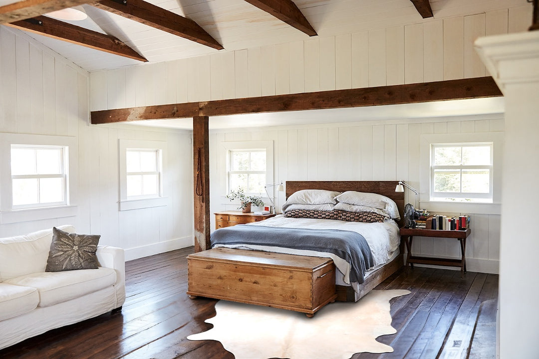 Beige XX-Large Brazilian Cowhide Rug 7'6"H x 7'4"W #A29631 by Hudson H