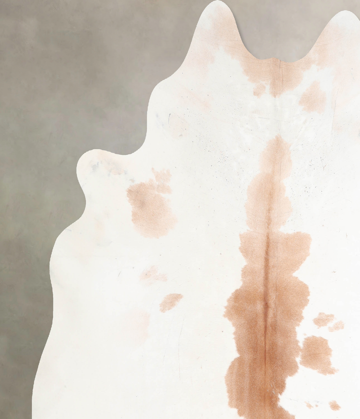Beige and White X-Large Brazilian Cowhide Rug 6'9"H x 6'11"W #A29637 by Hudson Hides