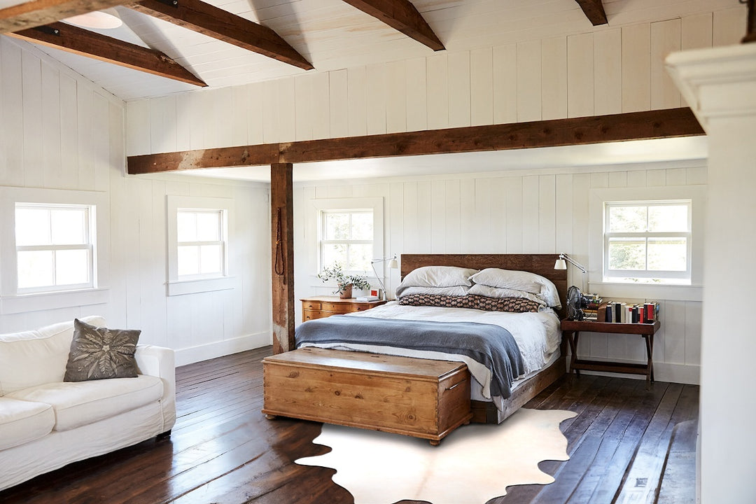 Beige XX-Large Brazilian Cowhide Rug 7'4"H x 7'2"W #A29789 by Hudson H