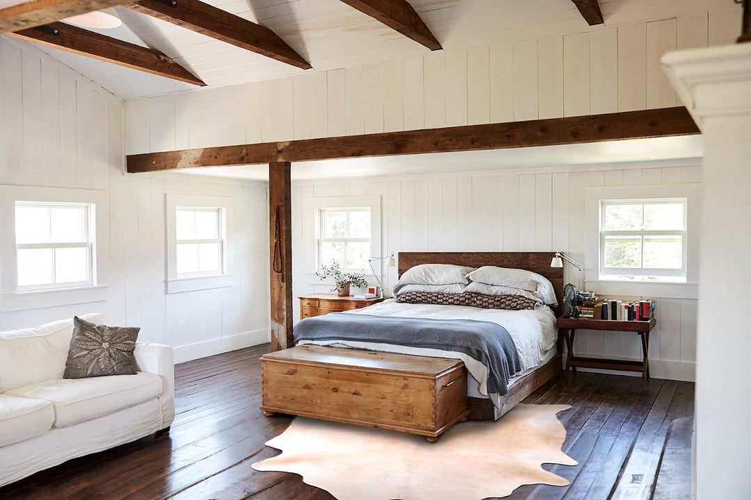 Beige XX-Large Brazilian Cowhide Rug 7'7"H x 6'9"W #A29870 by Hudson H