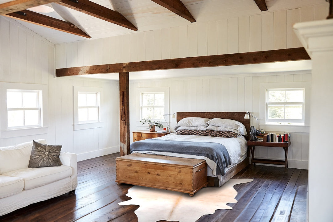 Beige XX-Large Brazilian Cowhide Rug 7'9"H x 6'11"W #A29896 by Hudson 