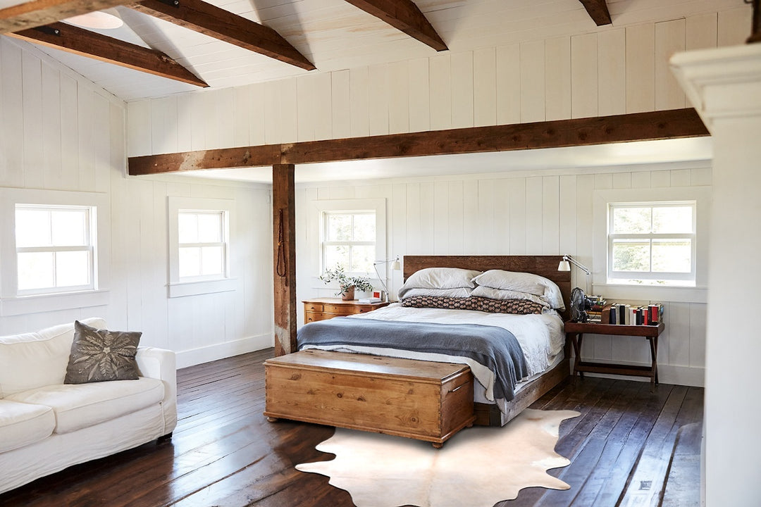 Beige XX-Large Brazilian Cowhide Rug 7'8"H x 7'4"W #A29903 by Hudson H