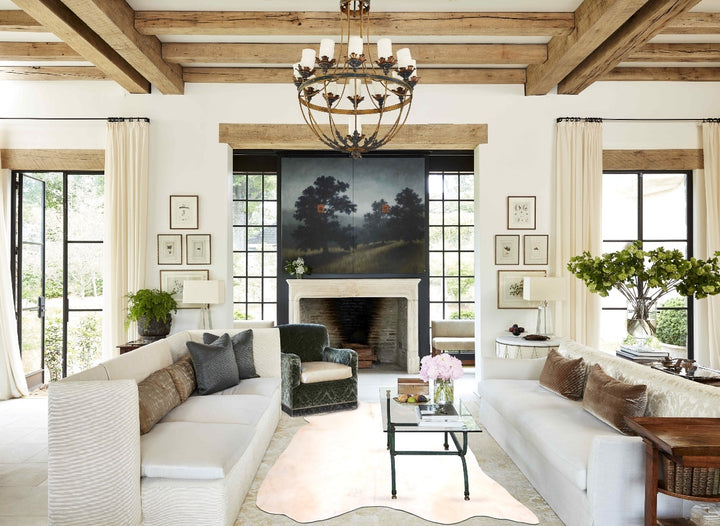 Beige XX-Large Brazilian Cowhide Rug 7'5"H x 7'2"W #A29940 by Hudson Hides