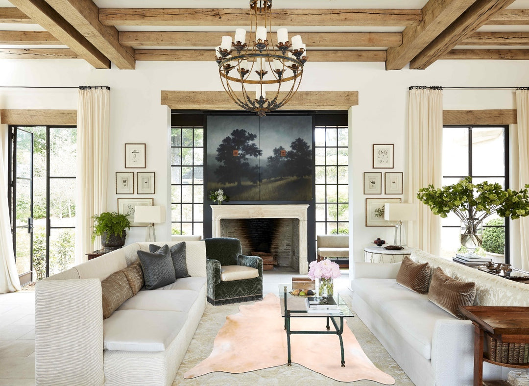Beige XX-Large Brazilian Cowhide Rug 7'7"H x 6'11"W #A30136 by Hudson 