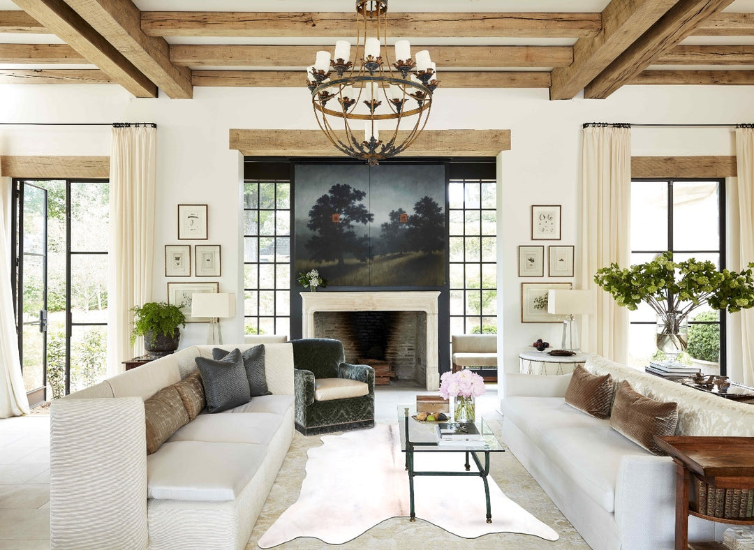 Grey with Beige XX-Large Brazilian Cowhide Rug 7'10"H x 7'3"W #A30257 