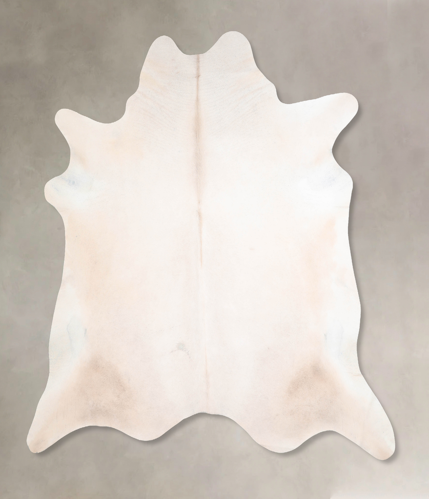 Ivory with Beige X-Large Brazilian Cowhide Rug 7'2"H x 6'10"W #A30279 by Hudson Hides