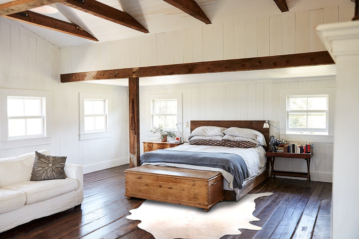 Beige and White XX-Large Brazilian Cowhide Rug 8'2"H x 7'4"W #A30286 by Hudson Hides