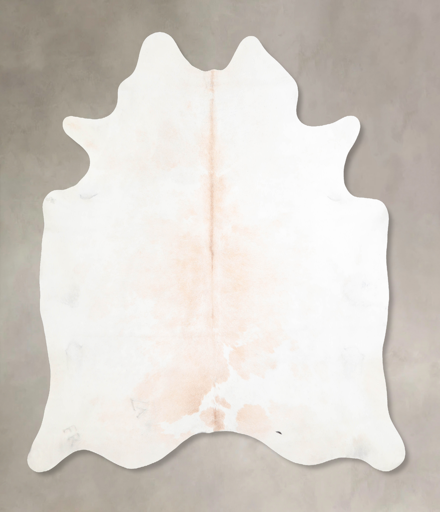 Ivory with Beige X-Large Brazilian Cowhide Rug 6'7"H x 6'4"W #A30295 by Hudson Hides