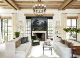 Ivory with Beige X-Large Brazilian Cowhide Rug 6'7"H x 6'4"W #A30295 by Hudson Hides
