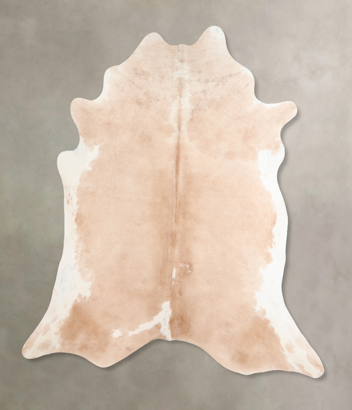 Beige and White X-Large Brazilian Cowhide Rug 6'8"H x 6'9"W #A30361 by Hudson Hides