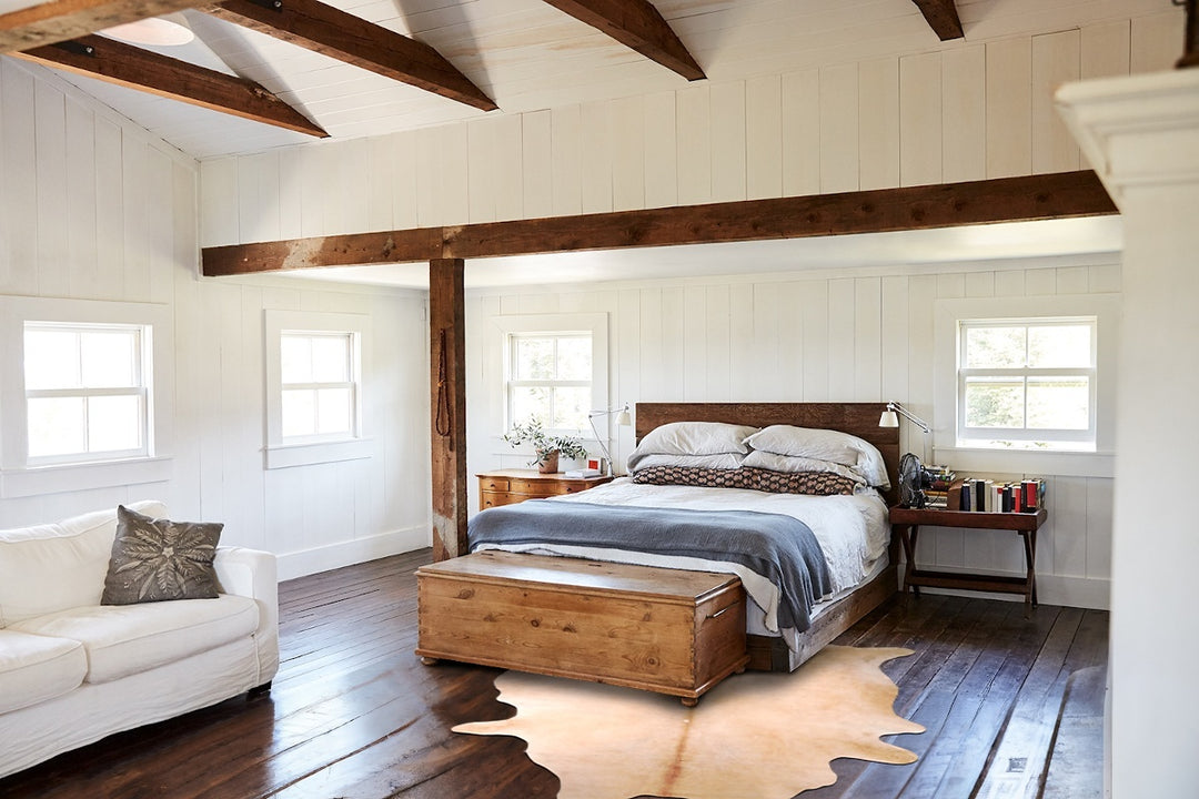 Beige XX-Large Brazilian Cowhide Rug 8'11"H x 7'3"W #A30382 by Hudson 