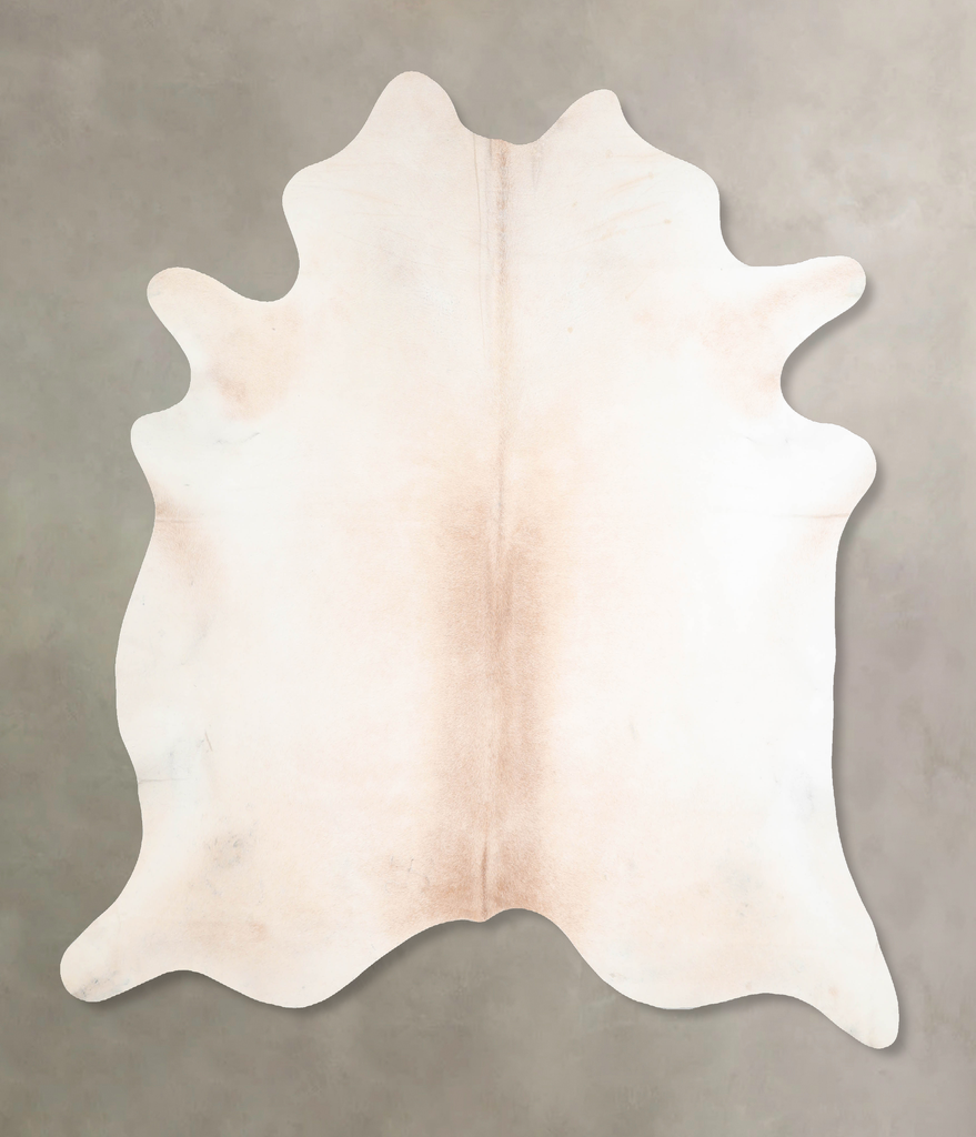 Ivory with Beige X-Large Brazilian Cowhide Rug 7'1"H x 6'7"W #A30388 by Hudson Hides