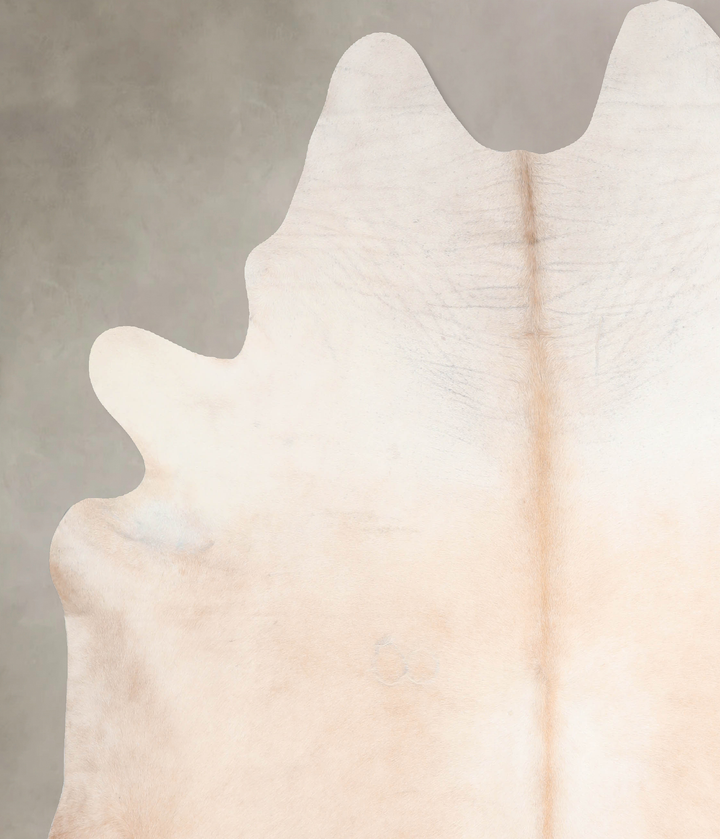 Ivory with Beige XX-Large Brazilian Cowhide Rug 7'10"H x 6'11"W #A30427 by Hudson Hides