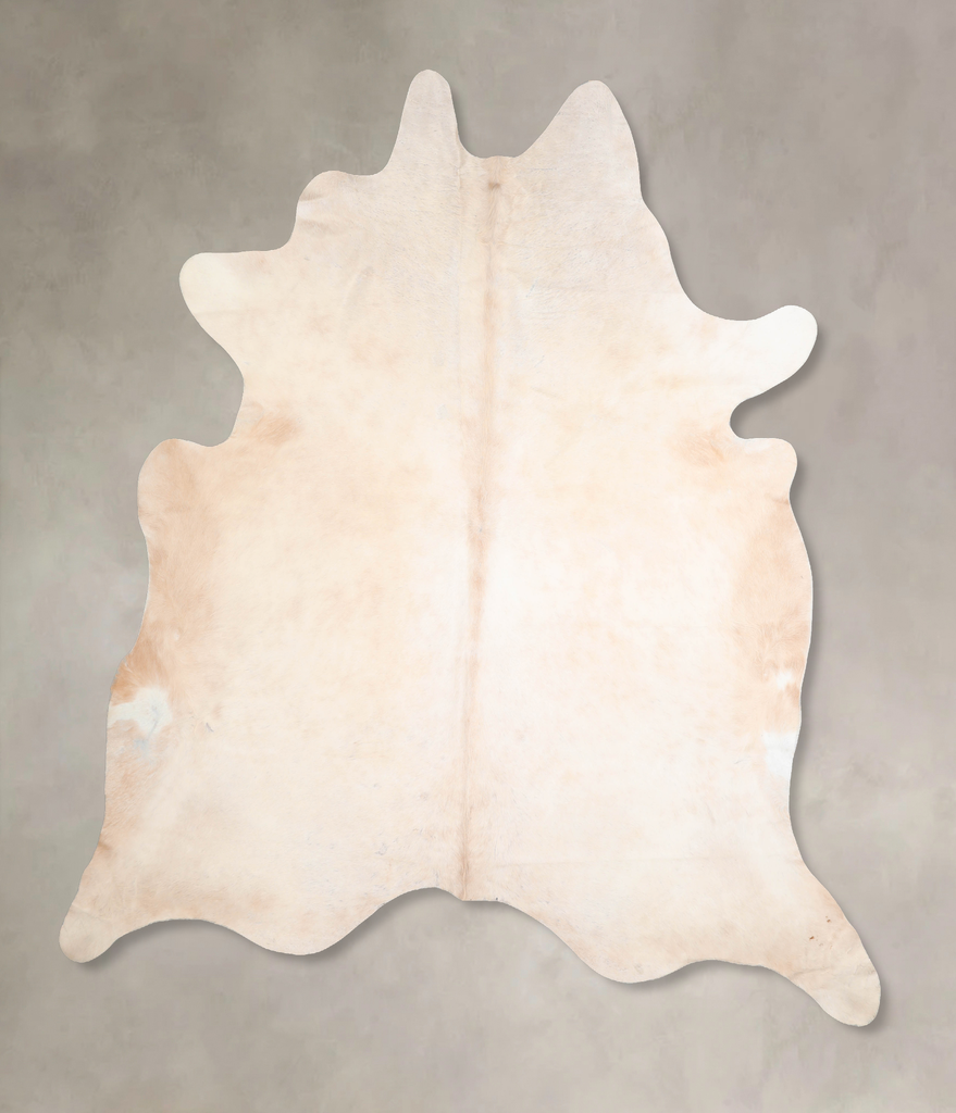 Ivory with Beige XX-Large Brazilian Cowhide Rug 8'4"H x 7'11"W #A30478 by Hudson Hides
