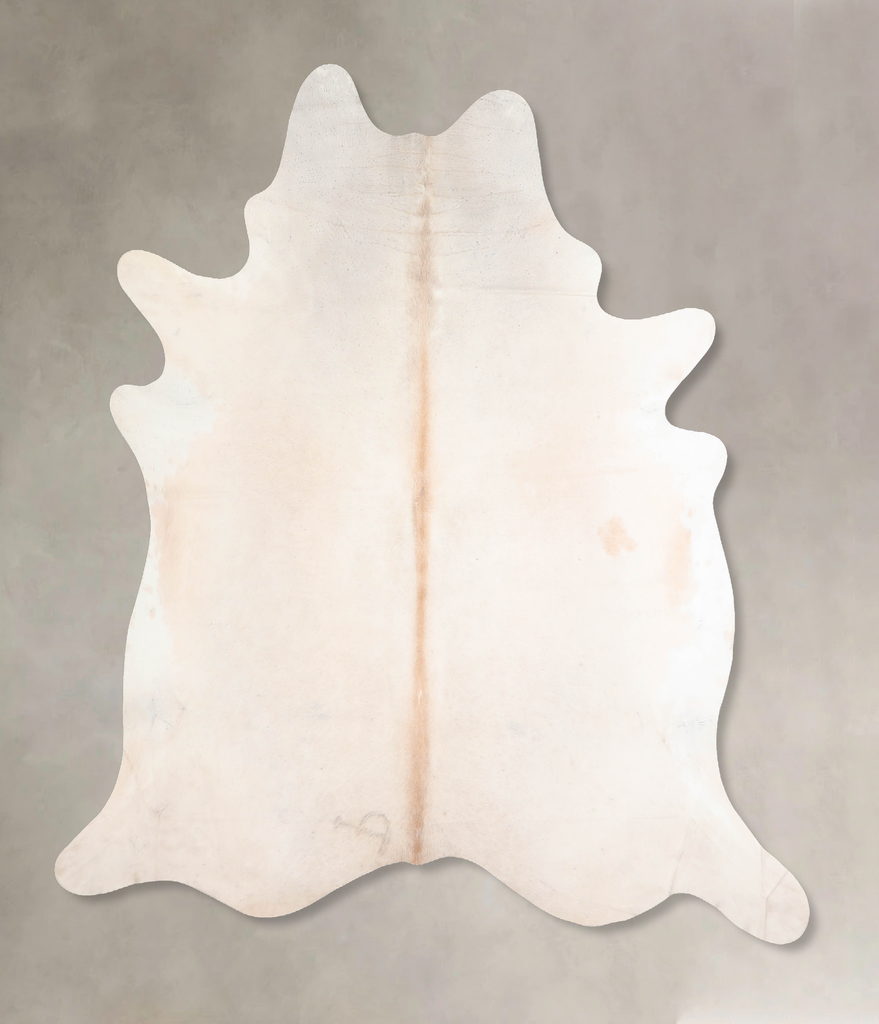 Ivory with Beige X-Large Brazilian Cowhide Rug 7'0"H x 6'7"W #A30513 by Hudson Hides