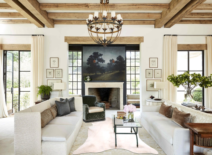 Champagne XX-Large Brazilian Cowhide Rug 7'10"H x 7'2"W #A30575 by Hudson Hides