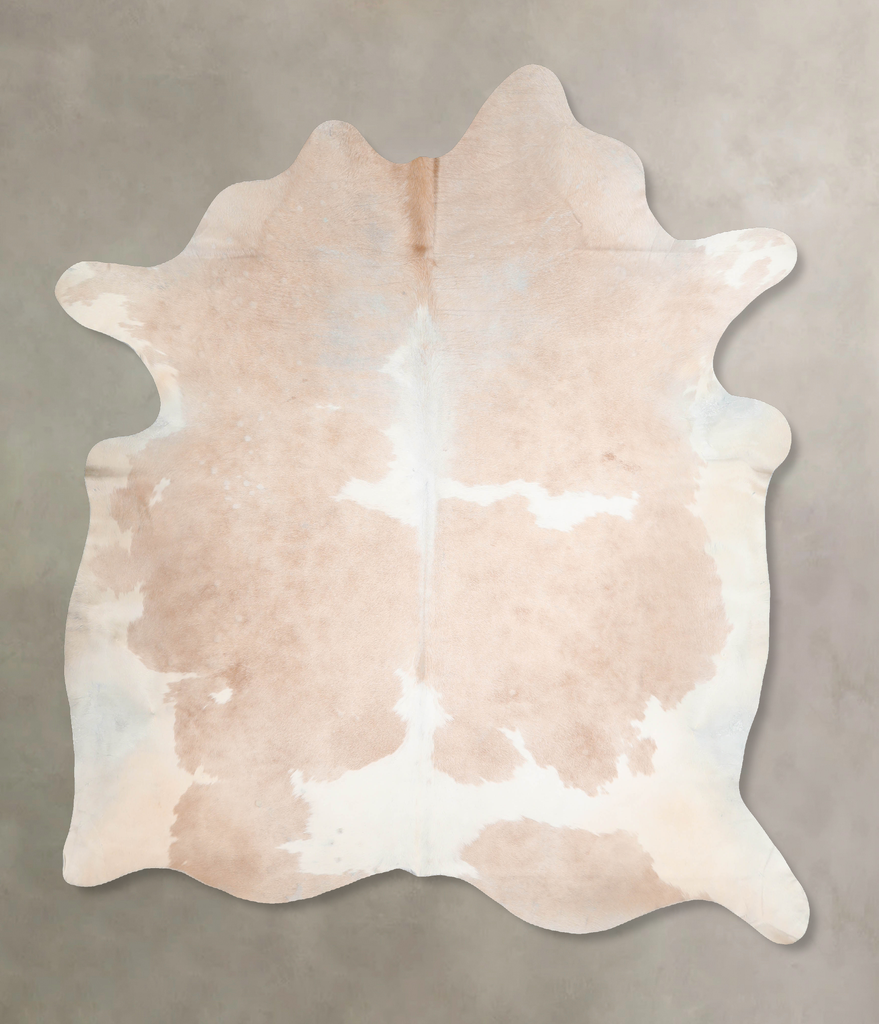 Beige and White X-Large Brazilian Cowhide Rug 7'3"H x 6'4"W #A30630 by Hudson Hides