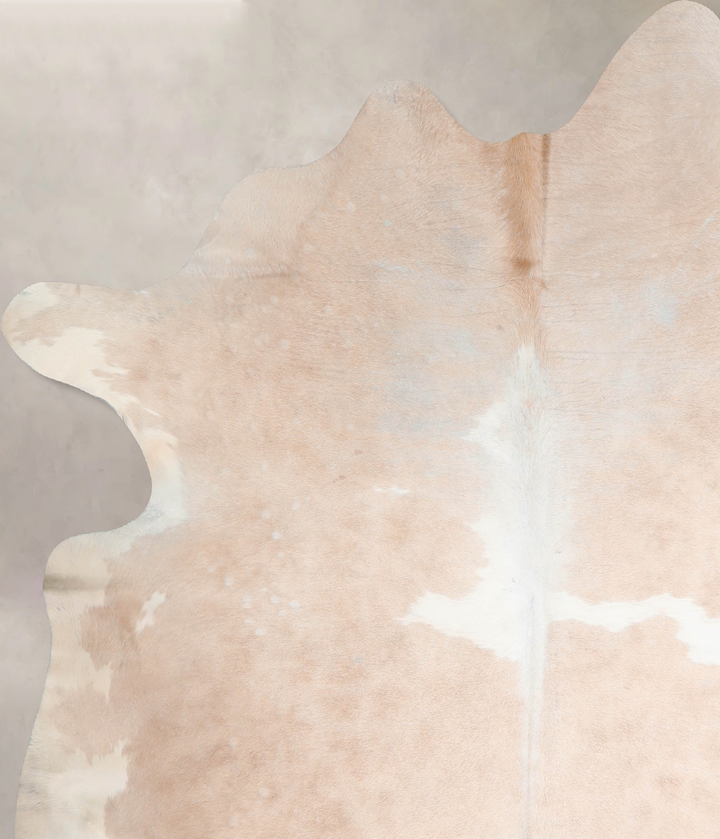 Beige and White X-Large Brazilian Cowhide Rug 7'3"H x 6'4"W #A30630 by Hudson Hides