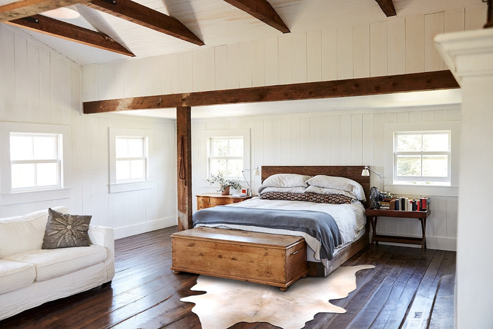 Grey with Beige XX-Large Brazilian Cowhide Rug 7'6"H x 6'11"W #A30661 by Hudson Hides