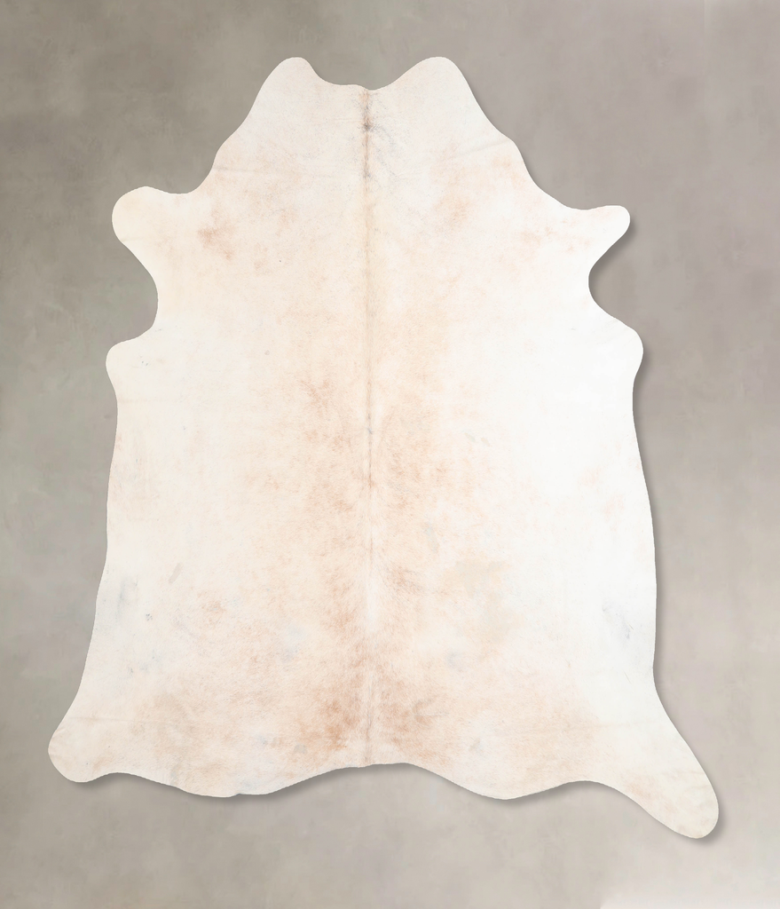 Ivory with Beige X-Large Brazilian Cowhide Rug 7'1"H x 6'10"W #A30664 by Hudson Hides