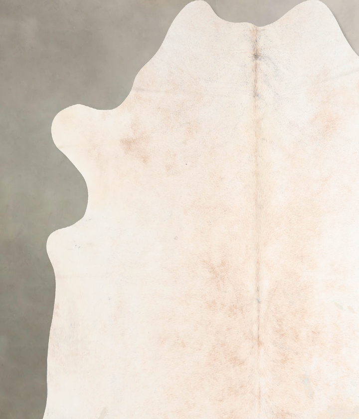 Ivory with Beige X-Large Brazilian Cowhide Rug 7'1"H x 6'10"W #A30664 by Hudson Hides