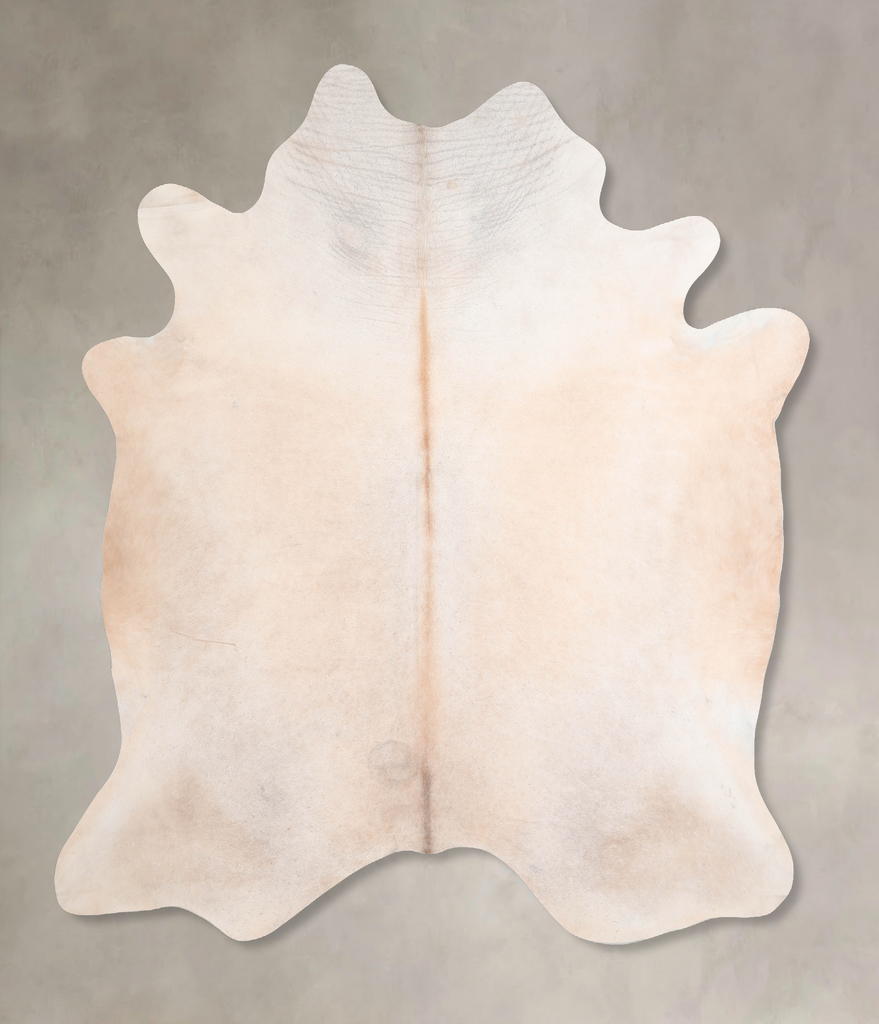 Ivory with Beige XX-Large Brazilian Cowhide Rug 7'4"H x 7'1"W #A30798 by Hudson Hides