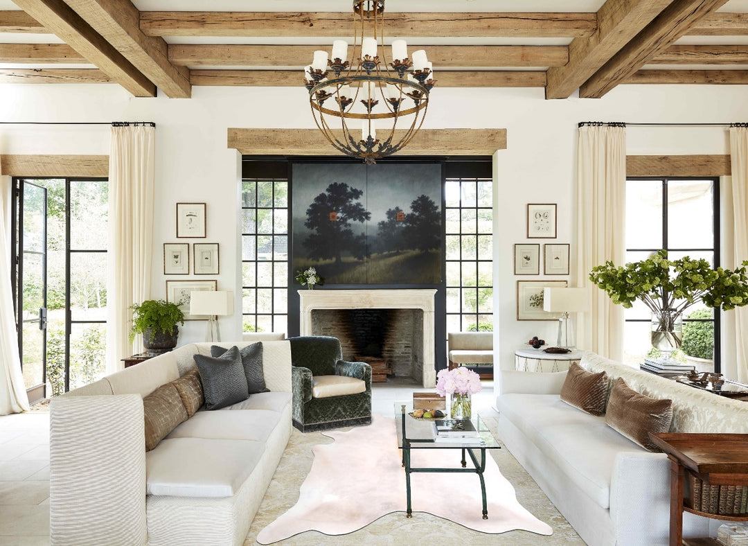 Grey with Beige XX-Large Brazilian Cowhide Rug 7'10"H x 6'8"W #A30820 