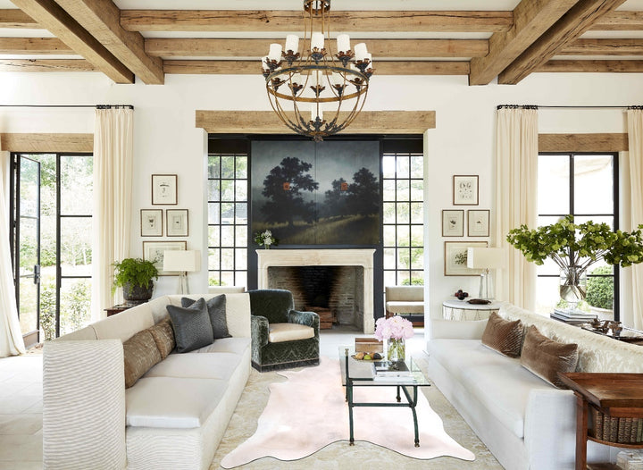 Grey with Beige XX-Large Brazilian Cowhide Rug 7'10"H x 6'8"W #A30820 by Hudson Hides