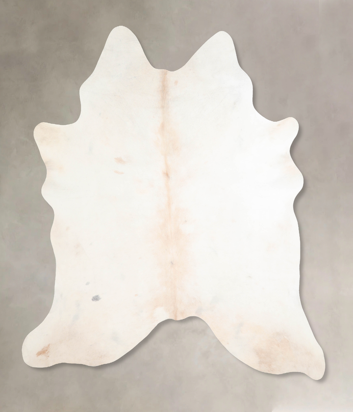 Ivory with Beige X-Large Brazilian Cowhide Rug 7'2"H x 6'8"W #A30968 by Hudson Hides