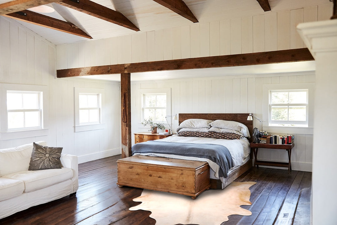 Beige XX-Large Brazilian Cowhide Rug 7'8"H x 7'0"W #A30988 by Hudson H