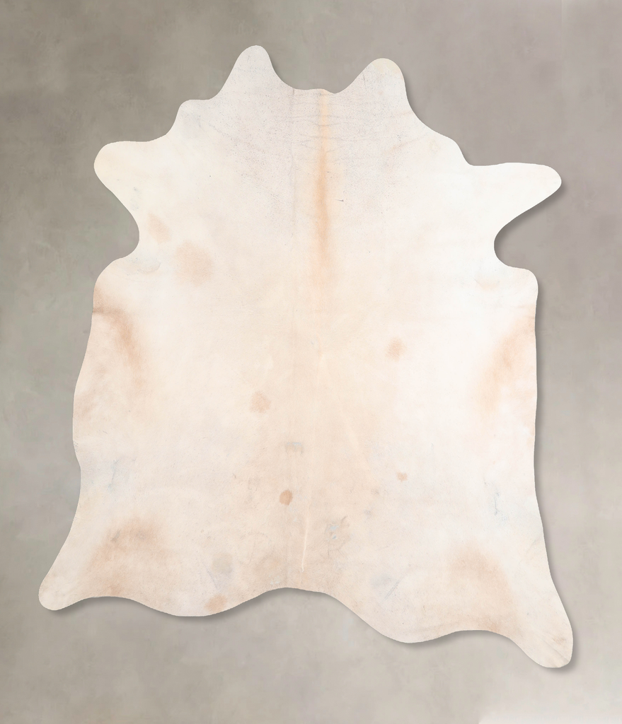 Ivory with Beige X-Large Brazilian Cowhide Rug 7'3"H x 6'7"W #A31074 by Hudson Hides