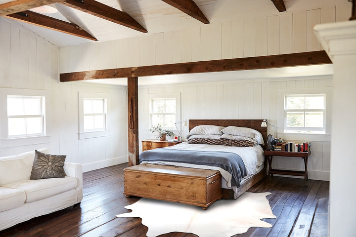 Ivory with Beige XX-Large Brazilian Cowhide Rug 8'4"H x 7'1"W #A31078 by Hudson Hides