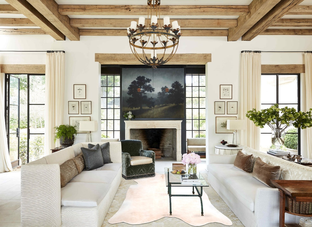 Beige XX-Large Brazilian Cowhide Rug 7'7"H x 6'10"W #A31143 by Hudson 