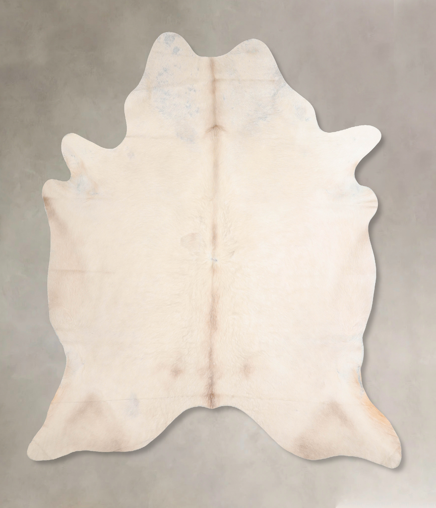 Ivory with Beige X-Large Brazilian Cowhide Rug 7'1"H x 6'6"W #A31323 by Hudson Hides