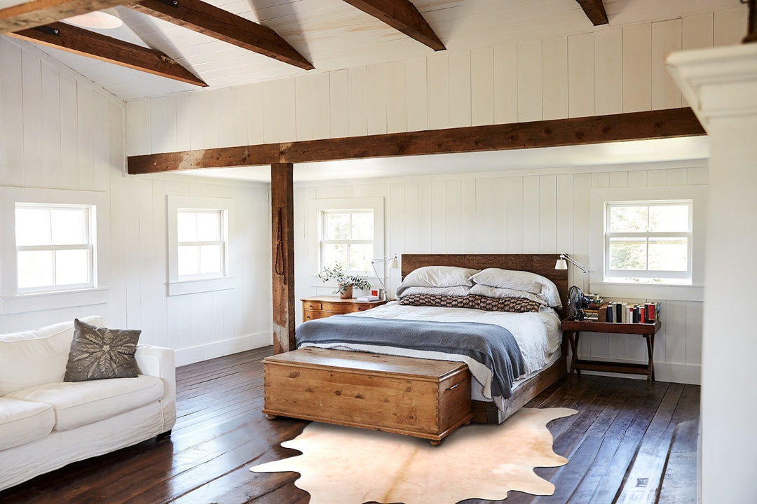 Beige XX-Large Brazilian Cowhide Rug 7'10"H x 7'6"W #A31330 by Hudson 