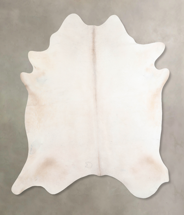Ivory with Beige X-Large Brazilian Cowhide Rug 7'0"H x 6'7"W #A31356 by Hudson Hides