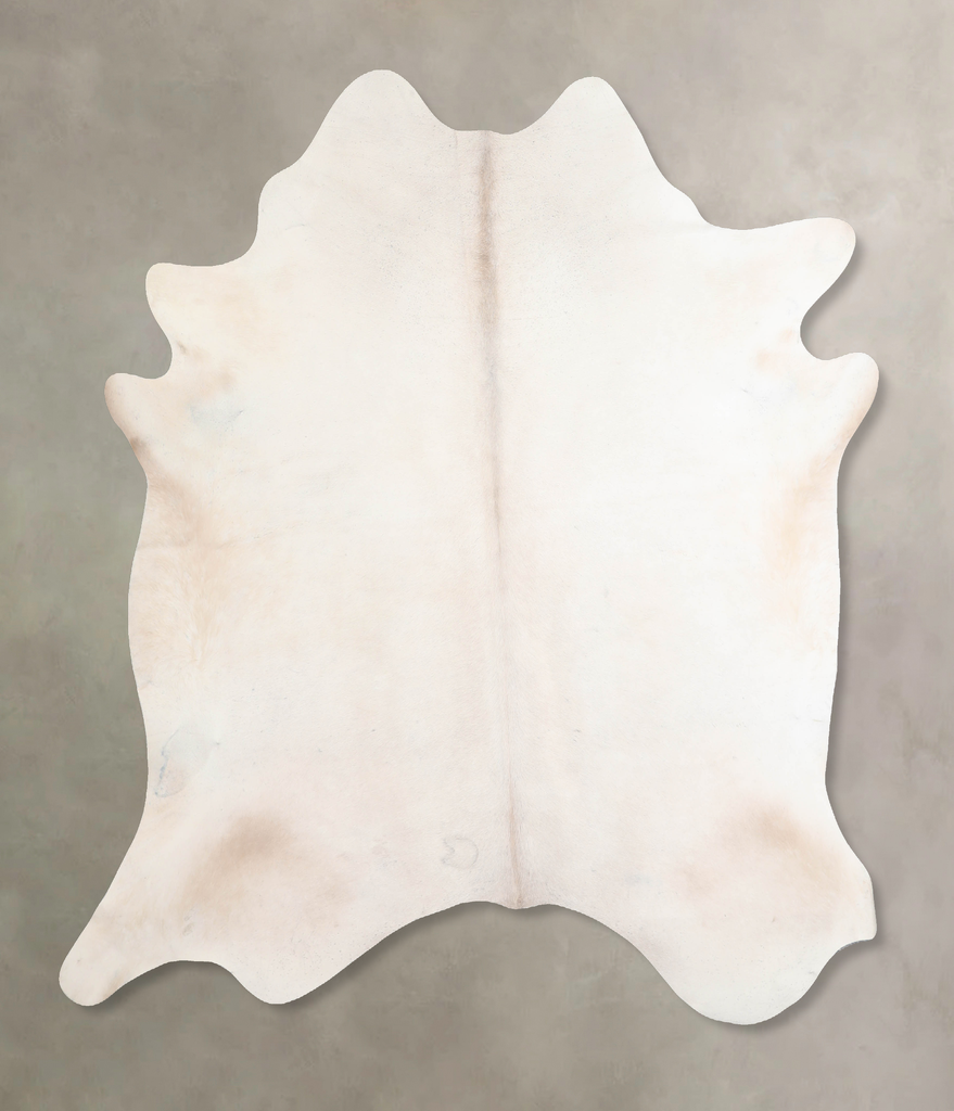 Ivory with Beige X-Large Brazilian Cowhide Rug 7'0"H x 6'7"W #A31356 by Hudson Hides